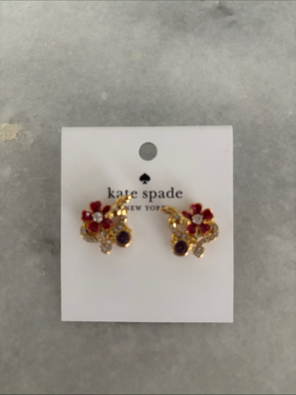 Kate Spade NY “Year of the Dragon”floral stud earrings with red petals